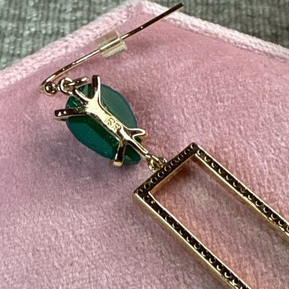 RACHEL Rachel Roy Elegant Green and Gold Drop Earrings - Picture 2 of 8